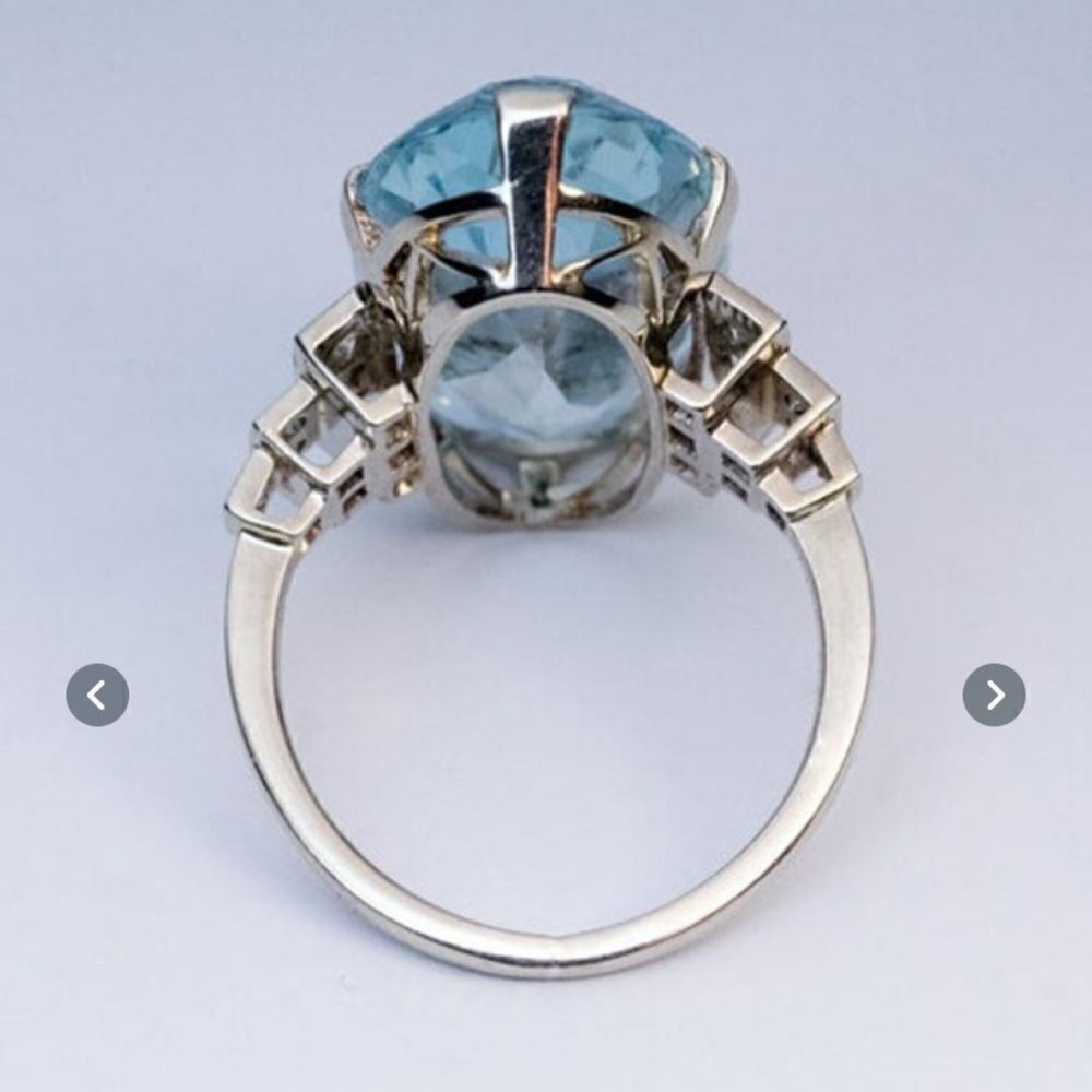 Simulated Blue Topaz & Sterling Silver Ring - Picture 5 of 11
